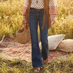 Seven7 Super Flare High Rise Jeans Boho Retro 70s Hippie Indie Cottagecore Y2K